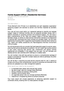 Family Support Officer Residential Services 37.5 hours Job pack June 2022